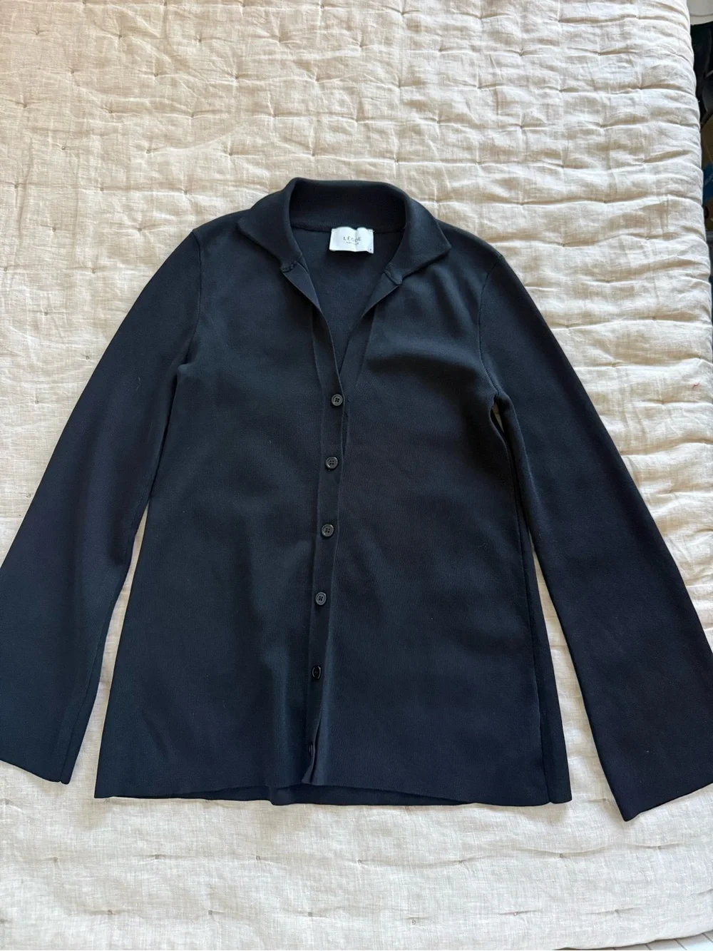 LEGOE Heritage LS button down collar top oversize bell sleeve Size 0